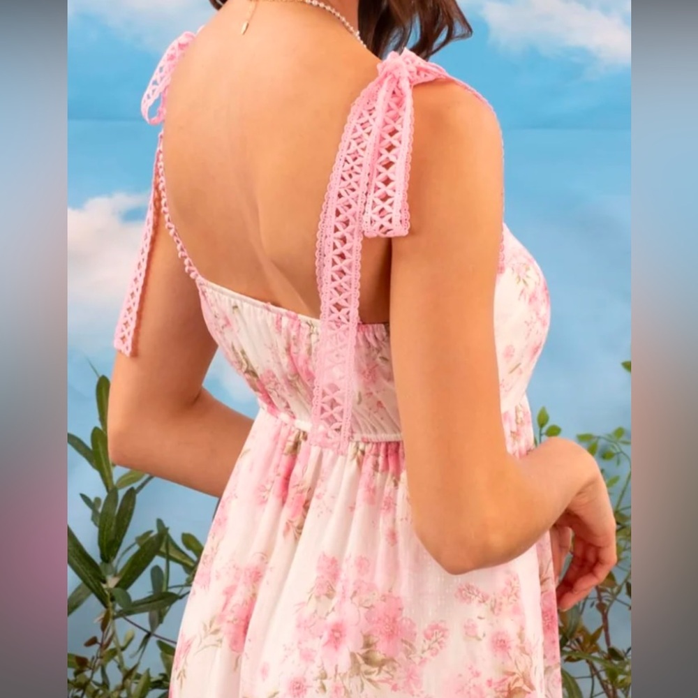 Floral Crochet Lace Strap Maxi Dress - Picture 2 of 4